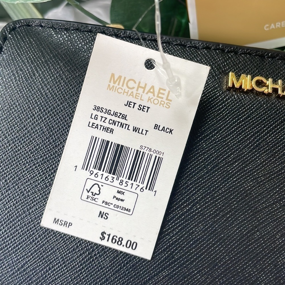 Brand New Michael Kors Genuine Leather Black Large Top Zip Continental Wallet - Picture 11 of 14
